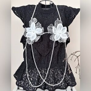 White Floral with Faux Pearl Accents